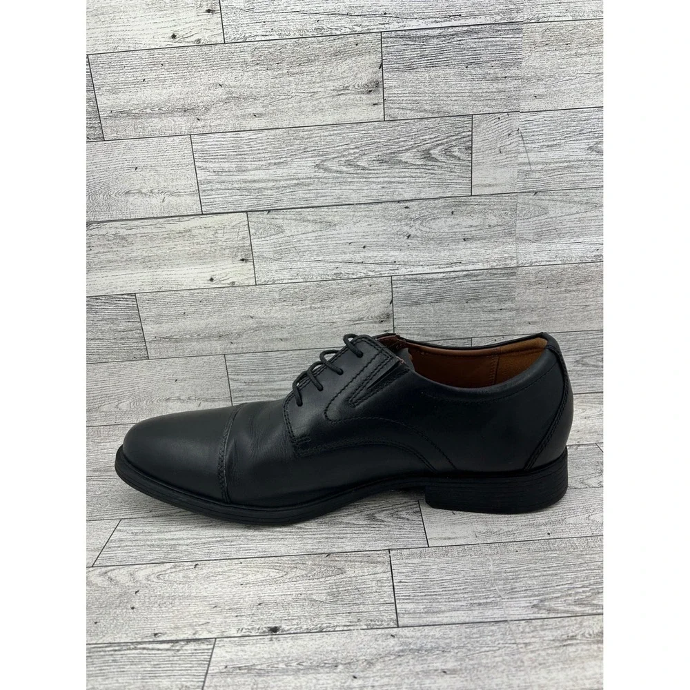 Clarks Mens Black Leather Cap‎ Toe Oxford Dress Shoes Comfort Size 10W